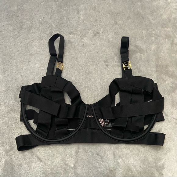 New! Victorias Secret luxe banded black strappy cage bra 4924 - Picture 4 of 8